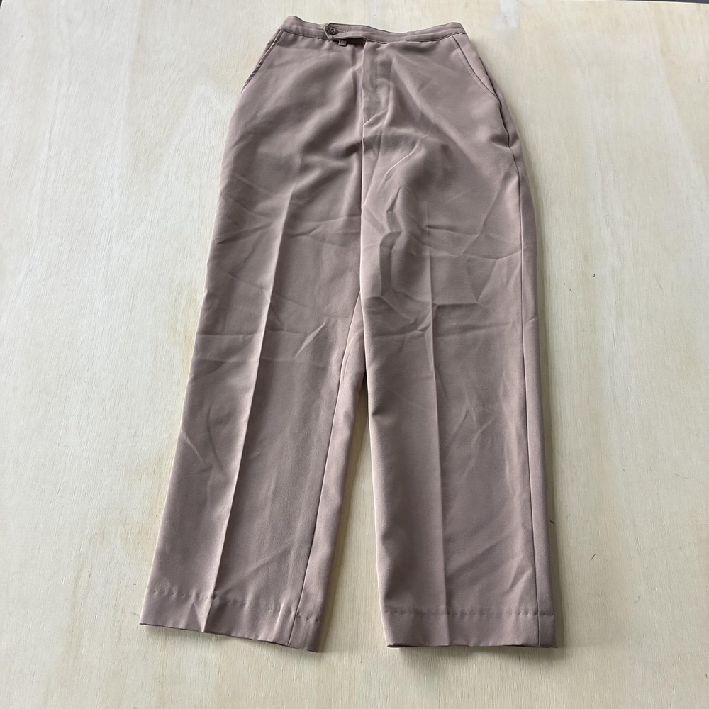 Vintage Apple Pie Dress Pants Womens 7 Beige Twill Straight Leg Strap Career